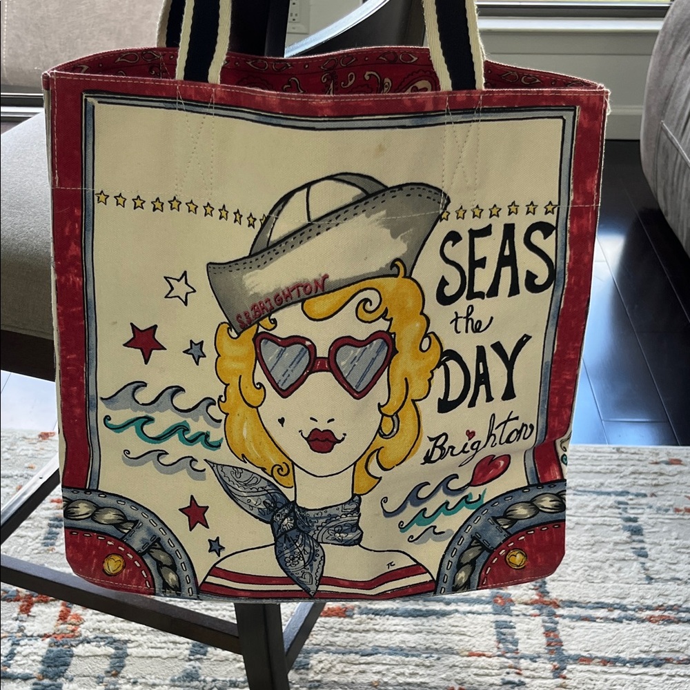 Brighton Nautical Tote Bag - Red, White, and Yellow